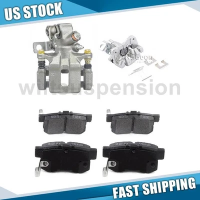 Rear Brake Calipers & Brake Pads for 2002-2005 Honda Civic 2002-2006 Acura RSX - Image 1 of 4