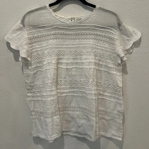 SUNDANCE CATALOG Aria Lace White Top Sz M Orig $88 Eyelet Coastal Beach Cottage - Picture 1 of 7