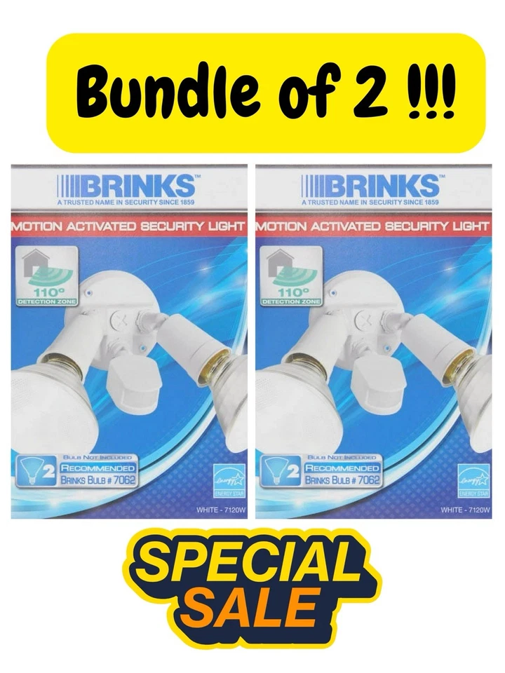 Bundle Of 2 ! Brink's Motion Activated Security Light, 110 Degree Detection Zone - Image 1 of 4