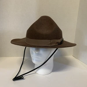 Military Campaign Hat Brown USMC Mens Adult Drill Sergeant Hat Sz S/M - Picture 1 of 7