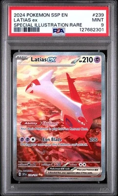 PSA 9 MINT Latias ex 239/191 Sv08: Surging Sparks Holo Pokemon 2024 - Image 1 of 2