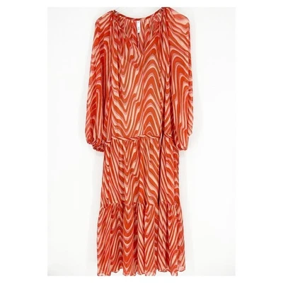 Maxi Vestido Estampado Mango Lidia 6 Naranja Nuevo con Etiquetas Foto 1 de 4