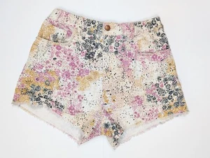 Anthropologie Pilcro Floral Print Scrunchie Shorts High-Waist Denim Size Small - Picture 1 of 5