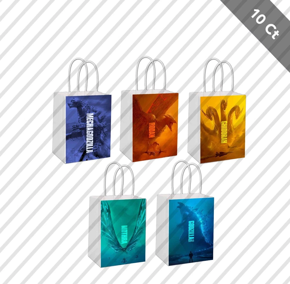 10 Godzilla Mothra Monster Favor Gift Bag Birthday Party 5.5 x 8 Filler Goodie - Image 1 of 1