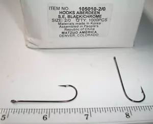 200 - Matzuo 105010 Black Chrome Aberdeen Hooks - Size 2/0 - Picture 1 of 1