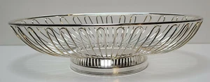 Soporte para cesta de fruta vintage de alambre ovalado plateado de metal 11,75 in x 7,5 in - Imagen 1 de 8