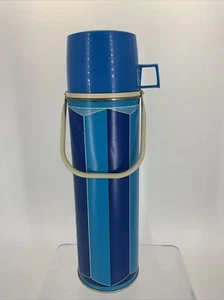 Vintage Thermoskanne King-Seeley blau auf blau 2410 sauberer Glaseinsatz Griff Thermoskanne - Bild 1 von 16