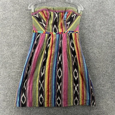 Vestido Anthropologie Edme Esyllte Mujer 6 Multicolor Sin Tirantes Azteca Tribal Boho Foto 1 de 4
