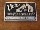 antique VICTOR VV-X phonograph NAME PLATE ID TAG serial # 274182J