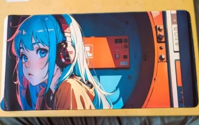 XL Gaming Mouse Pad Desk Mat 60x30cm – Orange Anime Girl Headphones – New UK D2 - Image 1 of 4