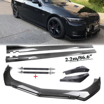 Carbon Fiber Front Bumper Lip Spoiler For BMW 320i 328i 330i F30 F35 Side Skirt - Image 1 of 4