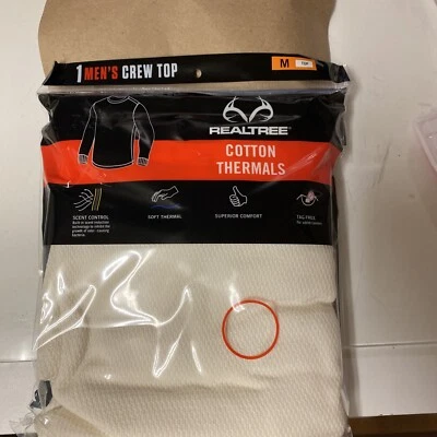 COTTON THERMALS BY REALTREE...MENS CREW TOP..TAG FREE..SOFT..SUPERIOR COMFORT - Image 1 of 3