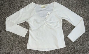 Maeve by Anthropologie Top Women's Medium Cream Blouse Long Sleeves V Neck NEW - Picture 1 of 18