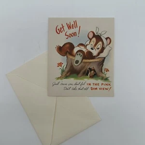 Vintage 40er-50er Jahre Grußkarte Pop Out rosafarbene Gläser NEU - Bild 1 von 4