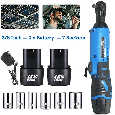 3/8" Electric Ratchet Wrench Cordless Ratcheting set Li-Ion battery Recharge 12V - Image 1 of 4