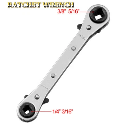 1PCS Refrigeration Square Drive Ratchet Wrench 1/4 3/8 3/16 5/16 Valve HVAC Tool