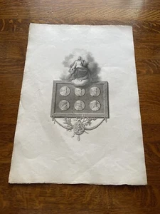 ANTIQUE 19th C B & W ETCHING RIDLEY TO BEZA COINS BY R BOYER 1793 ITALIAN? - Picture 1 of 11