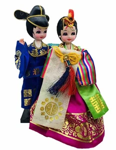 HOCHZEITSPUPPE KOREANISCHES TRADITIONELLES EHEPAAR HANDGEFERTIGT 10 ZOLL NIE BENUTZT - Bild 1 von 13