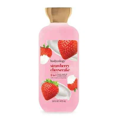 Bodycology 2 en 1 Jabón Corporal y Baño de Burbujas, Pastel de Queso Fresa, 16 fl oz Foto 1 de 4