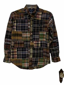 Ralph Lauren Boy's Size M (10-12) Madras Patchwork Long Sleeve Button Up Shirt - Picture 1 of 5