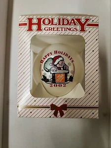 HOME DEPOT Employee Glass Christmas Ornament New Vintage Happy  Holidays 2002 - Picture 1 of 3
