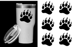 6 calcomanías de vinilo negras con estampado de patas de oso tazas vaso ventana computadora portátil tableta iPhone - Imagen 1 de 2