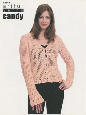 Artful Yarns Candy Crochet Pattern 92149 - Mesh Stitch Crochet Cardigan - Women - Image 1 of 2