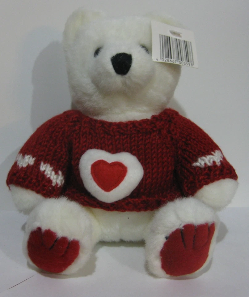 MARKENLOS Stofftier Plüschtier Kuscheltier süßer Bär mit Herz rote Weste