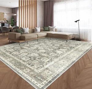 HOMFINE Vintage Area Rug for Living Room, Floral Print - Grey 160*230CM RRP£89 - Picture 1 of 7