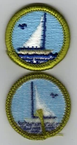 Small Boat Sailing Merit Badge, Type H, Blue Back Version (1972 - 1975), Mint! - Picture 1 of 1