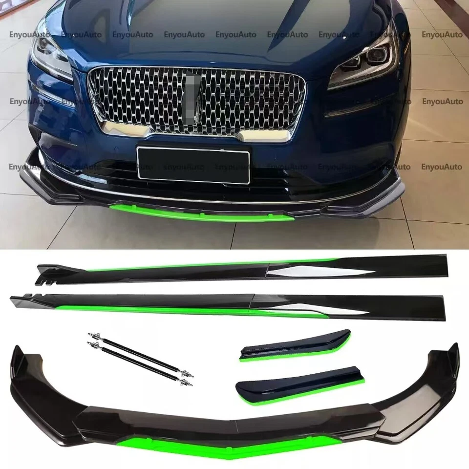 For Lincoln Front Bumper Lip Side Skirt Rear Bumper Lip Strut Rods Black Green - Image 1 of 4