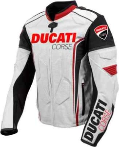 Neue Ducati Corse Motorrad Rennradfahrer Lederjacke, MotoGP Fahrrad Lederjacke - Bild 1 von 5