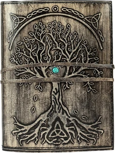Diario vintage in pelle ricaricabile foderato carta albero vita quaderno fatto a mano diario - Foto 1 di 17