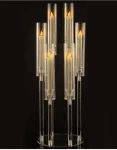 Portacandele trasparente, candelabro acrilico a 6 bracci, - Foto 1 di 2