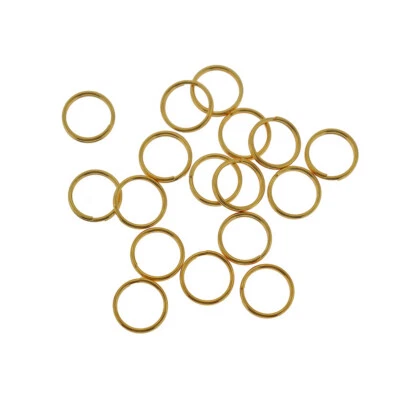 Anéis divididos de aço inoxidável dourado 12 mm x 2 mm - Aberto calibre 12 - 10 anéis - SS093 - Imagem 1 de 2