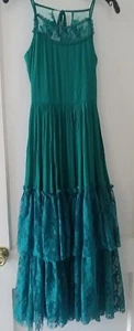  Mia Joy Teal Lace Tiered Bottom Girls Maxi Dress Sz 12 - Picture 1 of 9