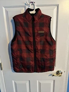 Boys Size Large 14/16 Red Black Buffalo Vest Gently Used - Picture 1 of 3