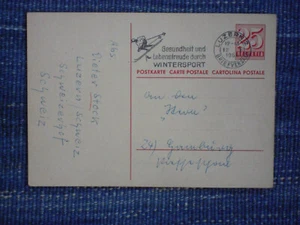 Schweiz GA Michel-Nr. P201 (1951), Auslandspostkarte Luzern Hamburg Werbestempel - Bild 1 von 2