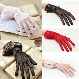Women Lace Gloves Bridal Wrist Short Elegant Gloves For Evening Wedding Party - Picture 1 of 24