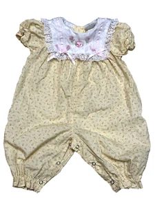 Vintage Baby Togs 3-6 Month Yellow Flower One Piece Romper - Picture 1 of 6