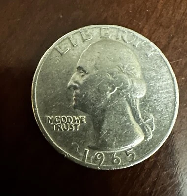 1965 Quarter No Mint Mark ObverseDoubling Error- Filled A's On Reverse Fine Coin - Image 1 of 2