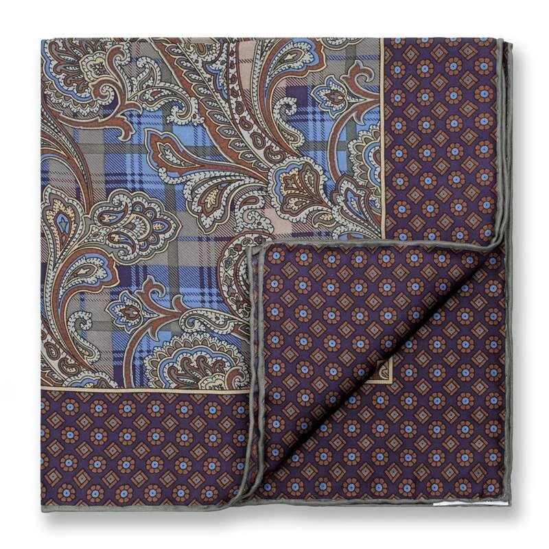 Pañuelo De Bolsillo De Seda Paisley Azul Y Blanco - Mr Lapel