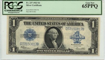 1923 $1 Fr.237 Silver Certificate PCGS Currency GEM 65PPQ - Image 1 of 2