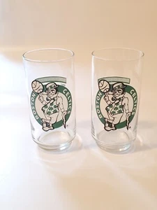 Lot of 2 Vintage Boston Celtics 1986 1987 World Champions Glass Mobil Gas 6" - Picture 1 of 6