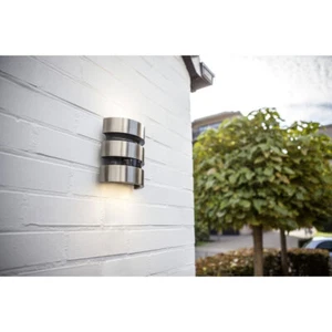 LED Außenleuchte Wandlampe Maya Nickel 17W warmweiß Up&Down Bewegungsmelder - Bild 1 von 6