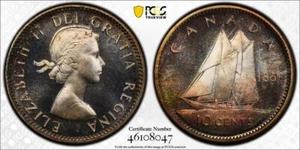 1956 Canada Gem PL Ten Cents Dime PCGS PL 66 Cam - Bild 1 von 1