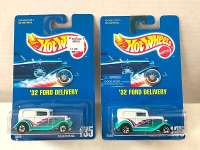 Hot Wheels 32 FORD DELIVERY #135 Lot of 2 WHEEL Variations! ALL BLUE CARDS - Image 1 of 4