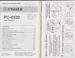Fisher PC-4520 Farbfernseher Bedienungsanleitung & Quick 'N Easy Startup - Bild 1 von 6