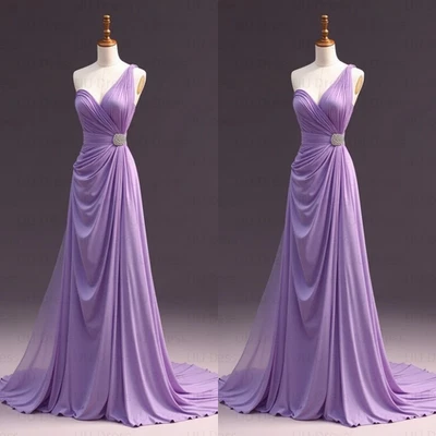 Vestido largo de noche formal para mujer de ensueño púrpura para dama de honor Foto 1 de 4