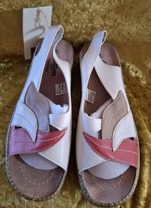 Cotton Traders Sandalen Creme Rosa Slingback Komfort Leder Schuhe UK 6 Schuhe - Bild 1 von 7